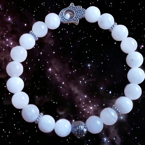 Moonstone Hamsa Handcrafted Beaded Bracelet - Picture 7 of 7